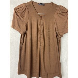 Sinequanone Viscose womens Cap Sleeve Blouse shirt Top Brown Size M